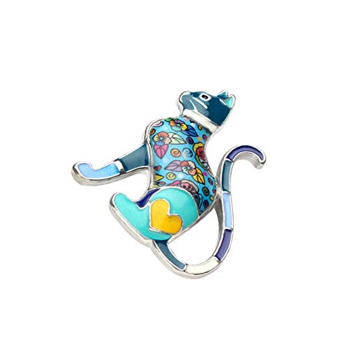 NEWEI Cat Brooch Pins for Women Girls Jacket Bag Charms Cat Pins Jewelry Gifts - color: Sky