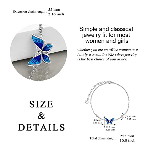 YAFEINI Anklet Bracelets for Women Girls Sterling Silver Hummingbird/Dragonfly/Butterfly Link Chain Anklets Jewelry Gifts - color: Butterfly anklets