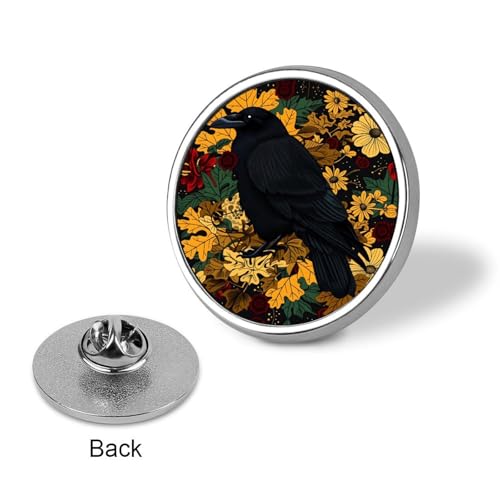 Gothic Raven Flowers Badge Pin Round Badge Metal Button Badges Brooch Lapel Pin for Men Women 1 Inch - color: style-9
