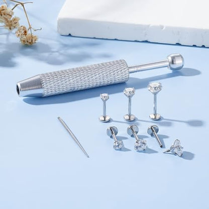 Uni-J Flat Back Stud Earrings for Women Hypoallergenic Surgical Stainless Steel Internal Thread Tragus Helix Cartilage Conch Nose Monroe Labret Medusa Piercing Jewelry /Be Equipped With Piercing Ball Grabber Tool(18G/20G - Gold/Silver/Black/Rose Gold) - c