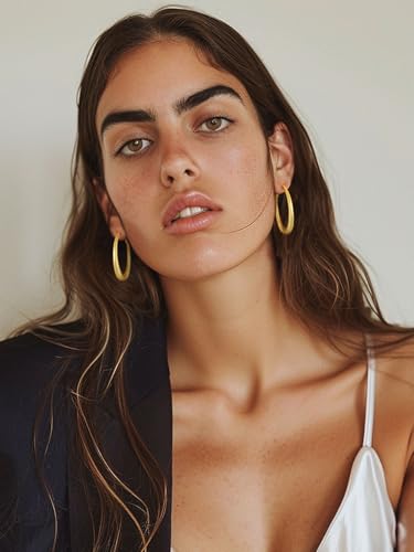 KeyStyle 5mm Thick Hoop Earring，Large Gold Hoop Earrings for Women | Stainless Steel Hoops Earring 14K Gold Plated/Silver/Black Hoop Lightweight Hypoallergenic Hollow Tube Hoop(40/60/80MM) - color: Gold, size: 40mm