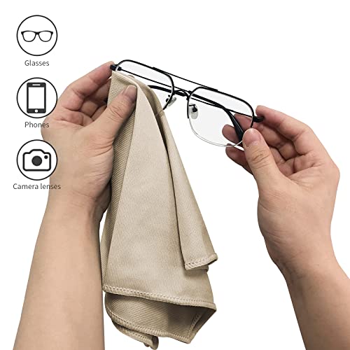 Puomue 6 Pack Microfiber Glass Cleaning Cloth, 16 Inch X 16 Inch, Lint Free Quickly Clean Window, Glasses, Windshields, Mirrors, and Stainless Steel, Camel - color: Camel