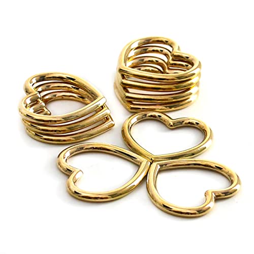 Heart Shape Metal Craft Ring Buckle,10 Pieces Heart Shape Hollow, for Punk Leather Choker Necklaces, Gothic Accessory - color: gold