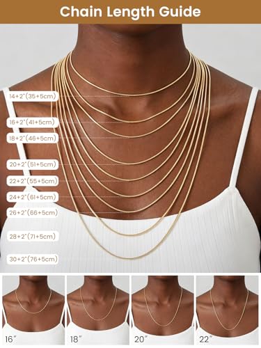 KeyStyle Round Snake Chain Necklace for Women, Hypoallergenic Jewelry Gift | 14K Gold Plated/Rose Gold/Silver/Black Stainless Steel Chain, 1/1.2/1.5/2mm, 14/16/18/20/22/24/26/28/30"+ 2" Extension - color: 1.5mm 14K Gold Plated, size: 14 Inch
