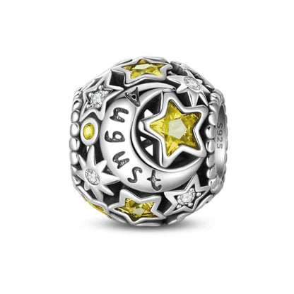 Star Moon 925 Sterling Silver Birthstone Charm for Bracelet Women Jewelry - color: August