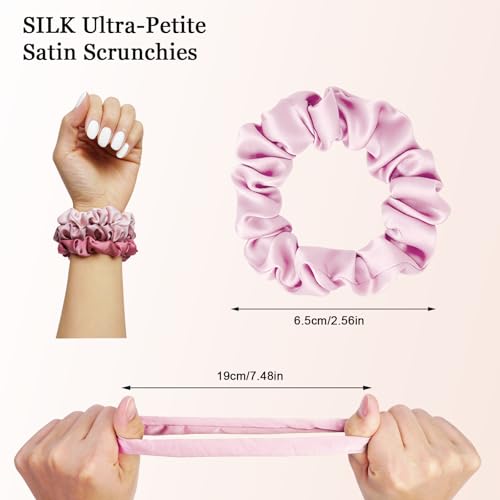 Ultra-Petite Satin Scrunchies for Women – 8PCS Blush Small Hair Ties – Soft Silk-Like Mini Hair Bands, No Crease, Frizz-Free, Gentle on Hair, Perfect for Daily Wear & Sleep - color: Small-Blusher