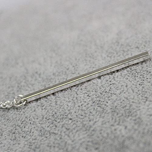 Bar Y Necklace Simple Long Vertical Bar Necklace Long Chian Necklace for Women (Silver)