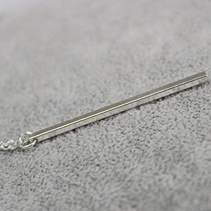 Bar Y Necklace Simple Long Vertical Bar Necklace Long Chian Necklace for Women (Silver)