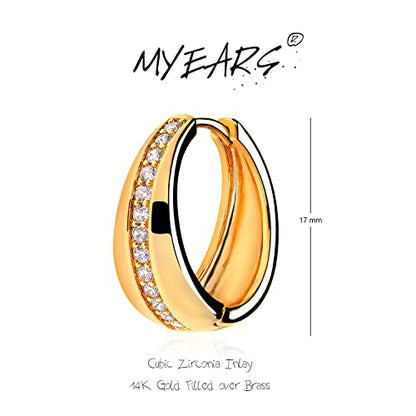 Women Gold Earrings Huggie Hoop Cubic Zirconia 14K Gold Plated Small Simple Hypoallergenic Everyday Jewelry - style: Band
