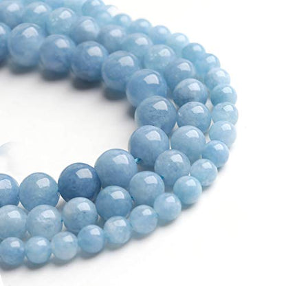 Natural Stone Beads Aquamarine 10mm Polished Round Smooth Gemstone Beads for Jewelry Making 15 Inch(Aquamarine,10mm) - color: Aquamarine, size: 10mm
