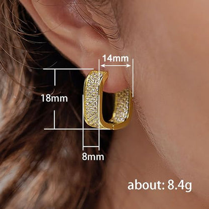 Luxury Paved Cubic Zirconia Hoop Earrings for Women Wedding Trendy Jewelry - color: E1934