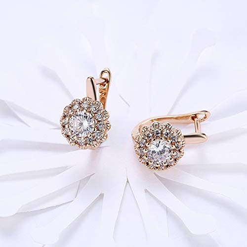 14K Rose Gold Plated Three Row Cubic Zirconia Small Huggie Hoop Earrings Fashion Jewelry for Men Women - color: yellow