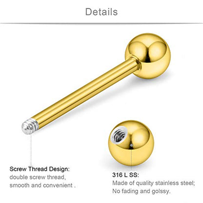 SCERRING 8 Pairs 14G Stainless Steel Clear CZ Nipple Ring Tongue Straight Barbell Rings Bars Retainer Body Piercing Jewelry for Women Men 9/16Inch - color: 8 Pairs - Gold CZ