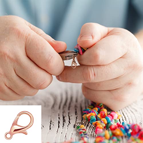 1000PCS Jewelry Making Accessories Set, 100 Lobster Claw Clasps 300 Crimp Beads Crimp Beads Clasps Caps 600 Open Jump Ring Connectors for DIY Bracelet Necklace Crafts Jewelry Making(Rose Gold) - color: Rose Gold