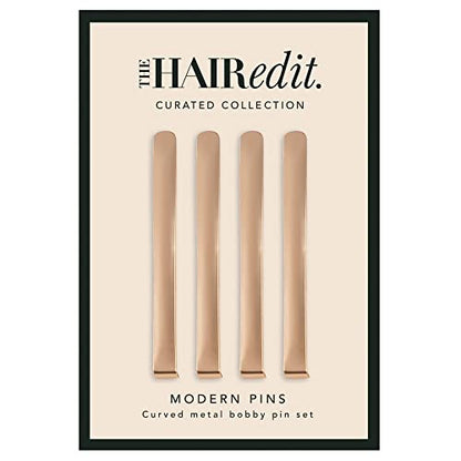 The Hair Edit Modern Bobby Pins - Gold Metal Fashion Hair Clips, 4 pack - color: Soft Gold
