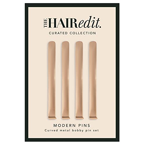 The Hair Edit Modern Bobby Pins - Gold Metal Fashion Hair Clips, 4 pack - color: Soft Gold