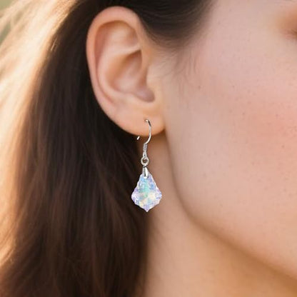 Austrian Crystal Baroque Drop Dangle Earrings for Women 925 Sterling Silver Hook Hypoallergenic Jewelry - color: Aurora Borealis