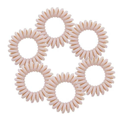 Small Coil Hair Ties For Girls - Set of 6 Light Brown - color: Light Brown