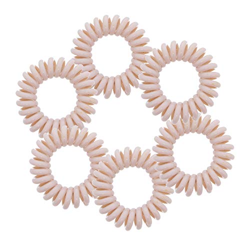 Small Coil Hair Ties For Girls - Set of 6 Light Brown - color: Light Brown
