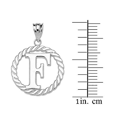 Claddagh Gold Fine 925 Sterling Silver Personalized Initial A-Z Roped Circle Charm Pendant - style: F