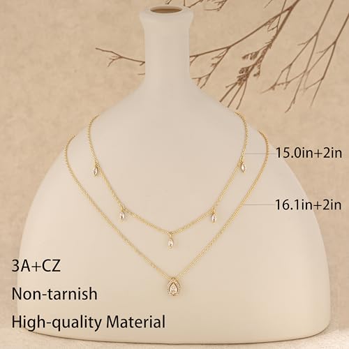 Layered Necklaces For Women,Dainty Gold Plated Necklace Stack Prom Layering Necklaces For Women Trendy Chain Cross Choker Necklace Set Fashion Accessories - color: 2set-cz