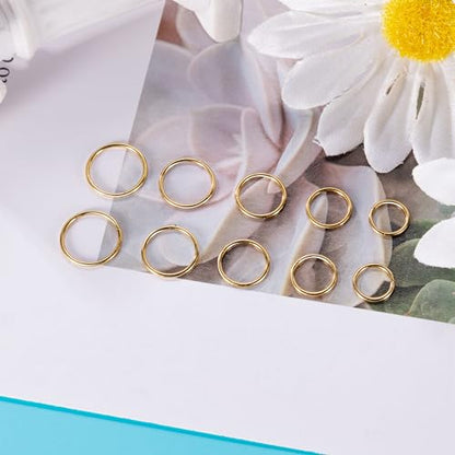 10Pcs 18G 20G Surgical Steel Nose Rings Hoops for Women Men Hinged Seamless Clicker Nose Hoops Cartilage Helix Tragus Daith Sleeper Earrings Hoop Hypoallergenic Nose Piercing 6/7/8/9/10MM - color: gold, size: 20G