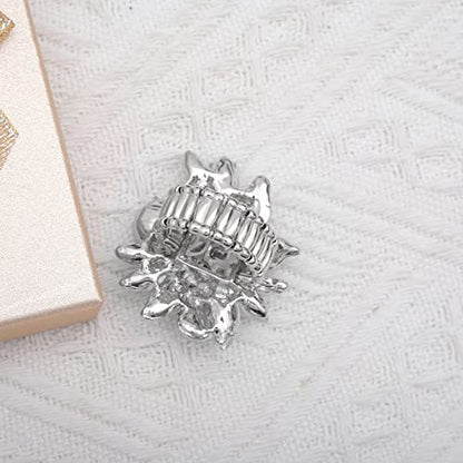 CSY Luxury Froral Cocktail Statement Rings Stretch Adjustable Ring | Gorgeous Women's Austrian Crystal Leaves Flower Big Cocktail Statement Rings Stretch Adjustable Ring Jewelry Accessories - color: White Crystal