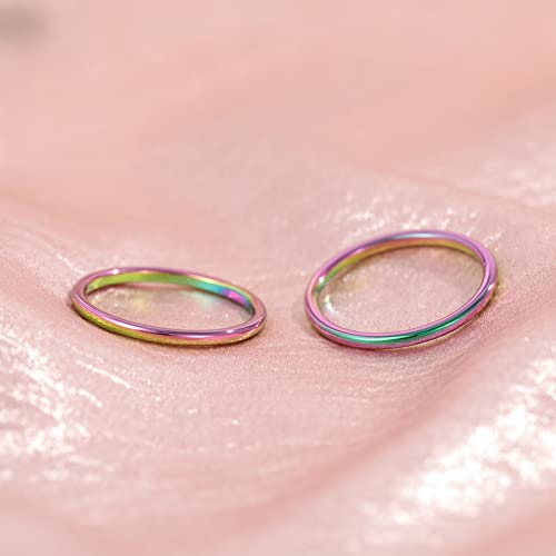 TRUMIUM 2mm 4mm 6mm 8mm Tungsten Wedding Band Ring for Men Women Silver/Rose Gold Plated/Rainbow/Gold Plated Domed High Polish Engagement Promise Rings Comfort Fit 4-15 - color: Tungsten-Rainbow-2mm