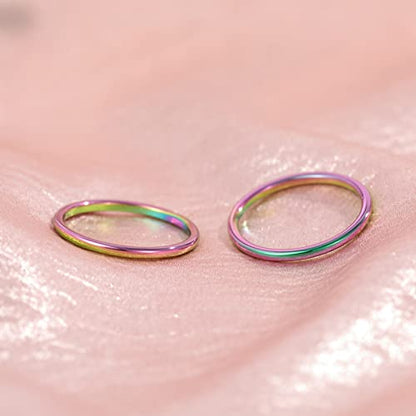 TRUMIUM 2mm 4mm 6mm 8mm Tungsten Wedding Band Ring for Men Women Silver/Rose Gold Plated/Rainbow/Gold Plated Domed High Polish Engagement Promise Rings Comfort Fit 4-15 - color: Tungsten-Rainbow-2mm