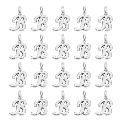 uxcell A-Z Alphabet Charm, Metal Alphabet Letter Charm Initial Charm Pendant Bead for Necklaces Bracelets Jewelry Making Craft - color: Silver B