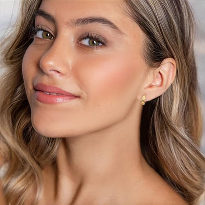 DAILY VIBES Dainty Small Star Huggie Hoop Earrings for Women Trendy | 925 Sterling Silver Post, 14K Gold or Silver Plated, Mini Cubic Zirconia, Cartilage Hoop Earrings - color: Gold Mini Star