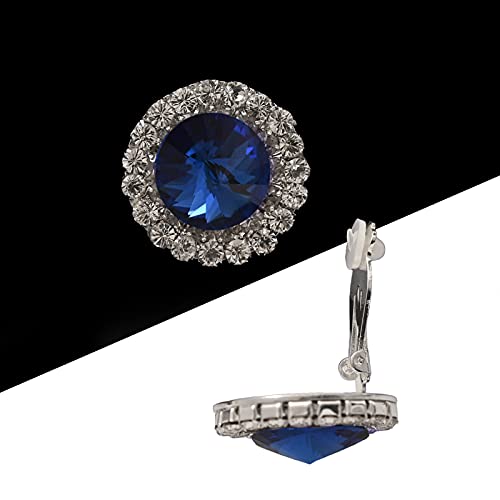 Spinningdaisy Clip On Earrings for Women | Non Pierced Earrings for Wedding - color: Big Stud Blue
