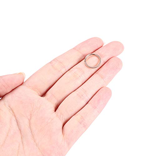 GAGABODY 2 Pcs Nose Rings 22G 20G 18G 16G 14G 12G 10G 8G Surgical Steel Piercing Rings for Nose Septum Cartilage Helix Tragus Conch Rook Daith Lobe from 5mm to 16mm Seamless Hoop Unisex Hinged Earrings - color: Rose Gold-Twisted