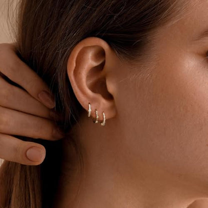 CZ Huggie Earrings for Women, Dainty Gold Earring Stacks 14K Gold Plated Small Huggie Hoop Earrings for Women Trendy Hypoallergenic Cute Unique Gold Earrings Set Fashion Gold Womens Jewelry - color: Gold-set3
