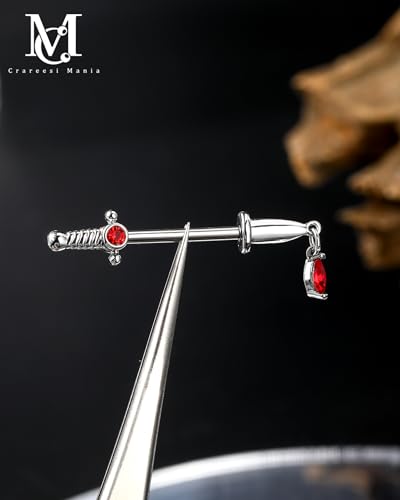 Dagger Nipple Ring 14G Gold Nipple Rings 316L Stainless Steel Nipple Piercing Jewelry Dangle Nipple Rings for Women Nipple Piercing Jewelry - color: Silver