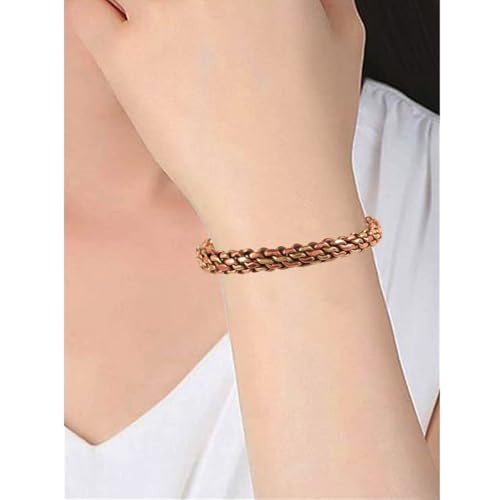 Touchstone Copper Magnetic Hand Forged With Solid And High Gauge Tibetan Style Multi Layer Braid Pattern Minimalistic Elegance Pure Copper Bracelet In Two Tones. - style: Braided Two tone 7