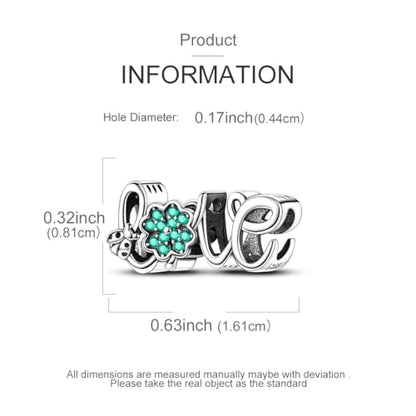 NARMO 925 Sterling Silver Charm Bead for Bracelets Silver Charms for Women - color: LOVE
