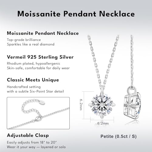 KRKC Moissanite Pendant Necklace for Women, 0.5CT/1CT/2CT/3CT/4CT Lab Created Diamond Solitaire Pendant, VVS1 Clarity D Color, Adjustable 14K White Gold Plated S925 Sterling Silver Chain, Jewelry Gift for Anniversary Valentines Christmas Day - color: Silv