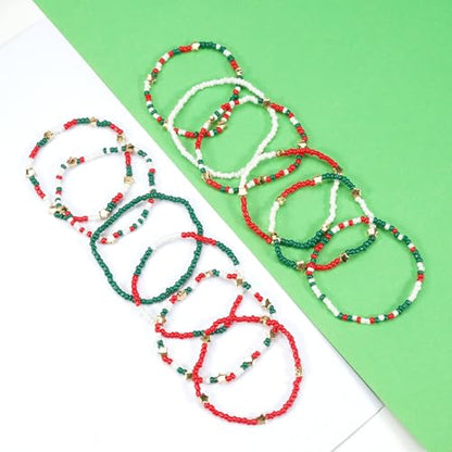 Ardorchid Halloween Bracelets for Women Pumpkin Ghost Steleton Bat Skull Beaded Stackable Stretchy Bracelet Rugby Thanksgiving Christmas Heishi Bracelets - color: Christmas Bracelets-2