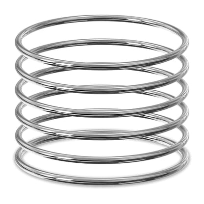 Linkidea Plus Size Bangle Bracelets Set for Women, Set of 6 Stainless Steel Extra Large Round Silver Bangles Fashion Accessories, 9.8 Inches (XXL)