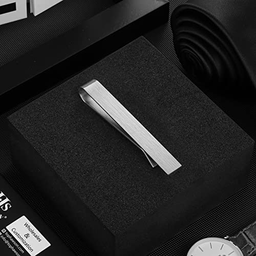 HAWSON 2 inch Tie Clips for Men-Skinny Tie Bar Tie Set for Wedding Anniversary Business and Best Gift for Dad Husband Brother - color: 1 PCS - Brush Silver