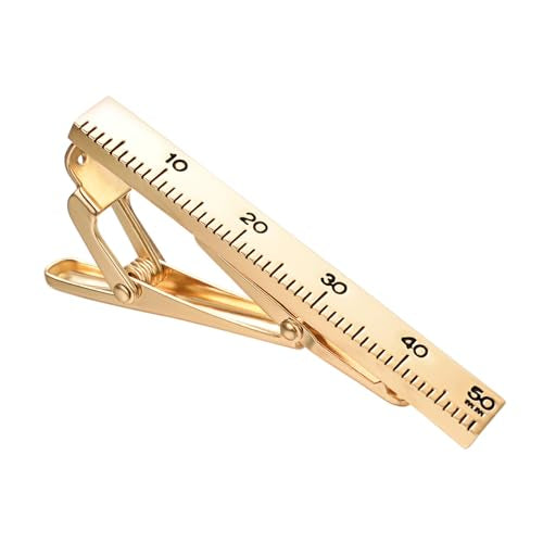 Yoursfs Personalized Stationery Series Tie Clips For Men Novelty Ruler/Pen Tie Clips Unique 18K Gold Plated/Silver Stainless Steel Tie Clip Jewelry For Father Husband Suitable For Daily - style: Gold Ruler