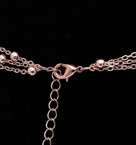 MOLOCH Layer Choker Long Chain Tassel Pendant Necklace Handmade Bead Station y Necklace Charm Chain Jewelry Necklace - color: rose gold
