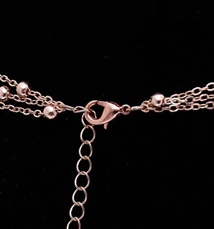 MOLOCH Layer Choker Long Chain Tassel Pendant Necklace Handmade Bead Station y Necklace Charm Chain Jewelry Necklace - color: rose gold