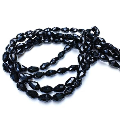 8x12mm Teardrop Glass Beads for Jewelry Making, Vertical Hole Faceted Crystal Prism Beads for Pendants Bracelet Necklace Earring, Black 100pcs - color: Black