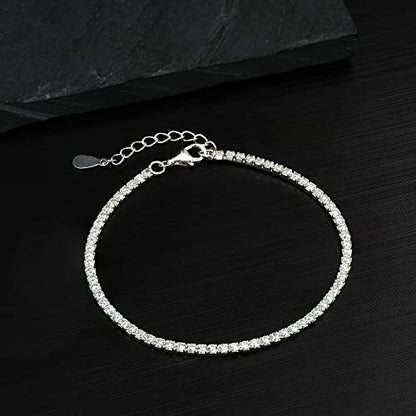AeraVida Square White Cubic Zirconia Center .925 Sterling Silver Bracelet | Classic Minimalist Style | Jewelry Gifts for Women | Sterling Silver Bangle Bracelet