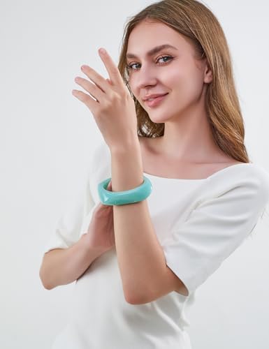 Chunky Acrylic Bangles Bracelets For Women Geometric Acrylic Resin Acetate Mottled Wide Bangle Bracelet Statement Colorful Bangles for Party - color: 03-square bangle
