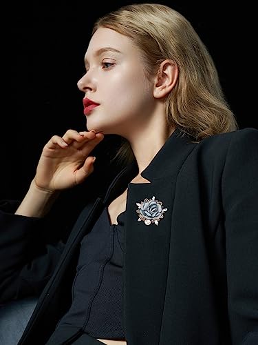Elegant Rose Flower Brooch Pin for Women Men Wedding Party Gentleman's Essentials Handmade Imitation Crystal Pearl Fabric Flower Lapel Pin Dress Suit Accessories Boutonniere Ideas Gift - color: Grey