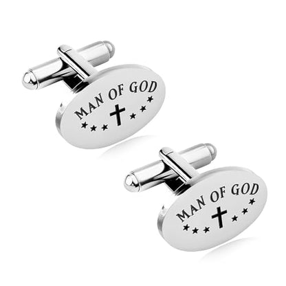 Religious Cufflinks for Men Christian Gifts for Dad Son Grandpa Fathers Day Gift for Husband Uncle Man Of God - style: man of god 03