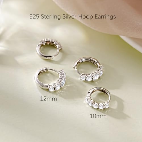 JINEAR 2 Pairs Gold Hoop Earrings for Women Dainty Huggie Earrings Set | 14K Gold Plated Cubic Zirconia Hypoallergenic Lightweight Waterproof Cartilage Hoop Earrings Trendy Jewelry Gift - color: silver